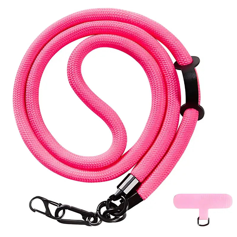 Bright pink NoEnName_Null adjustable cross-body shoulder straps lanyard with clips