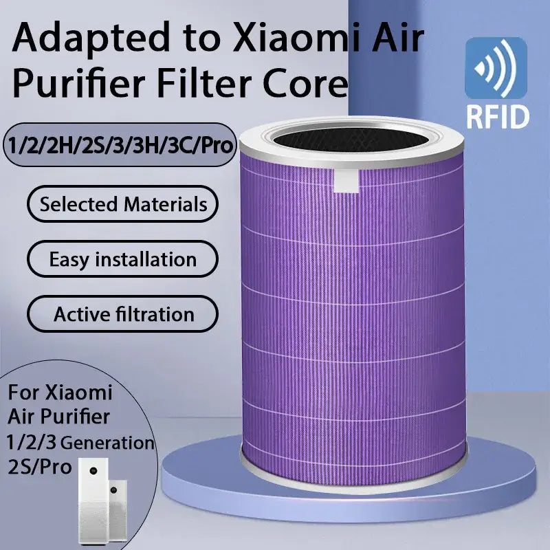 Cylindrical purple air purifier filter for NoEnName_Null high-quality air purification parts