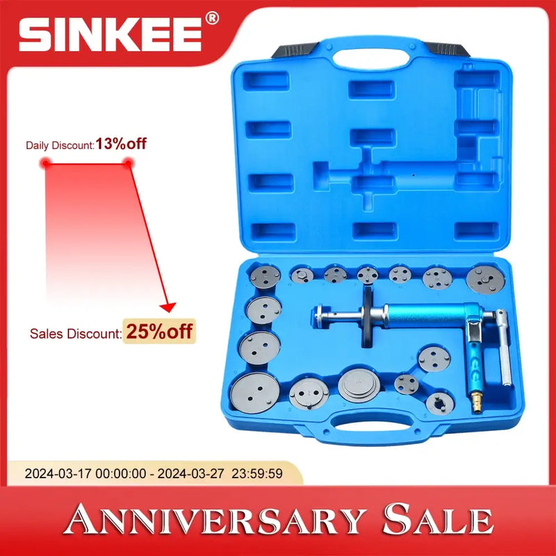 Blue plastic case with disc brake caliper piston compression tools, NoEnName Null Origin