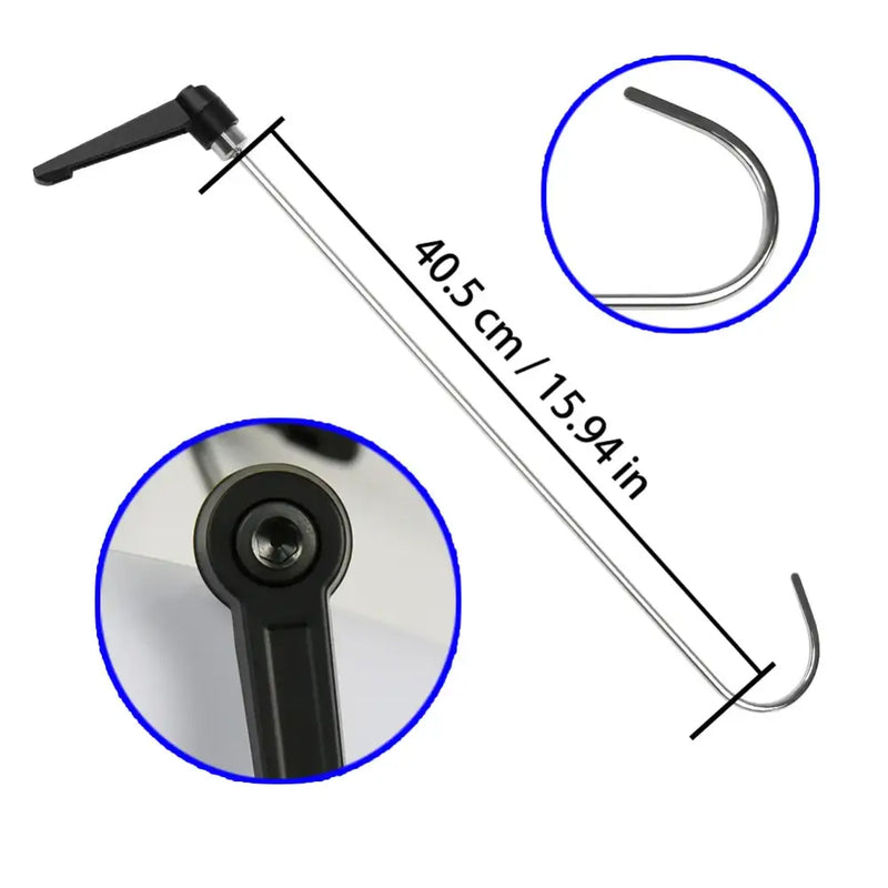 Long metal rod with hook and handle, 40.5 cm, for effective car dent repair