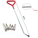 Long-handled metal rod with red grip for effective car dent repair kit attachments