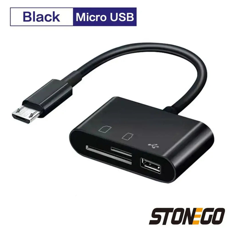 Black Micro USB to Multi-Port Adapter for NoEnName Null Card Multi-1 Reader