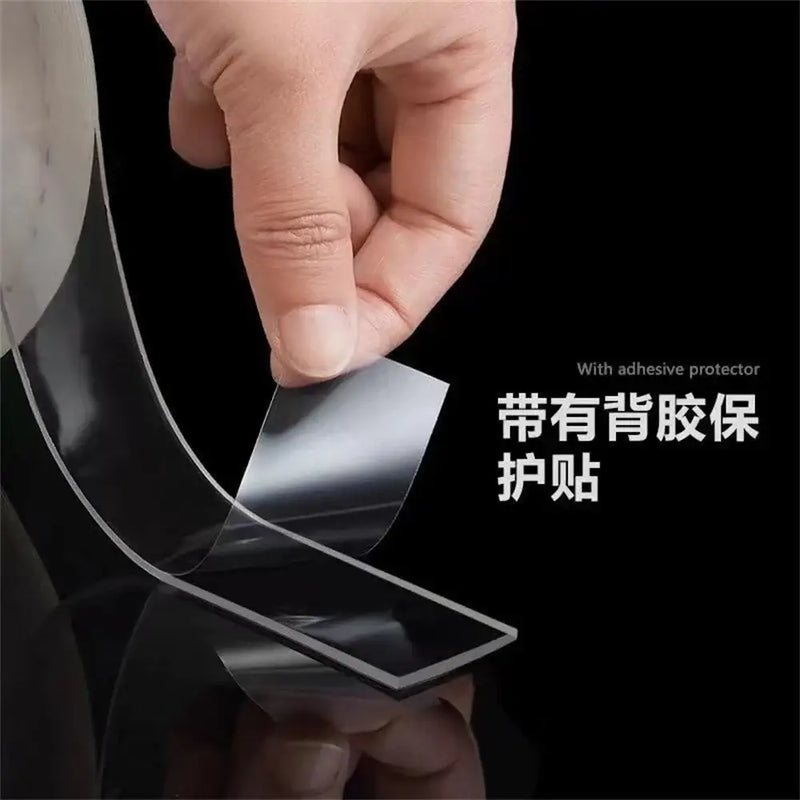 Transparent adhesive protective film being removed from NoEnName Null DIY Double-Sided Adhesive Tape