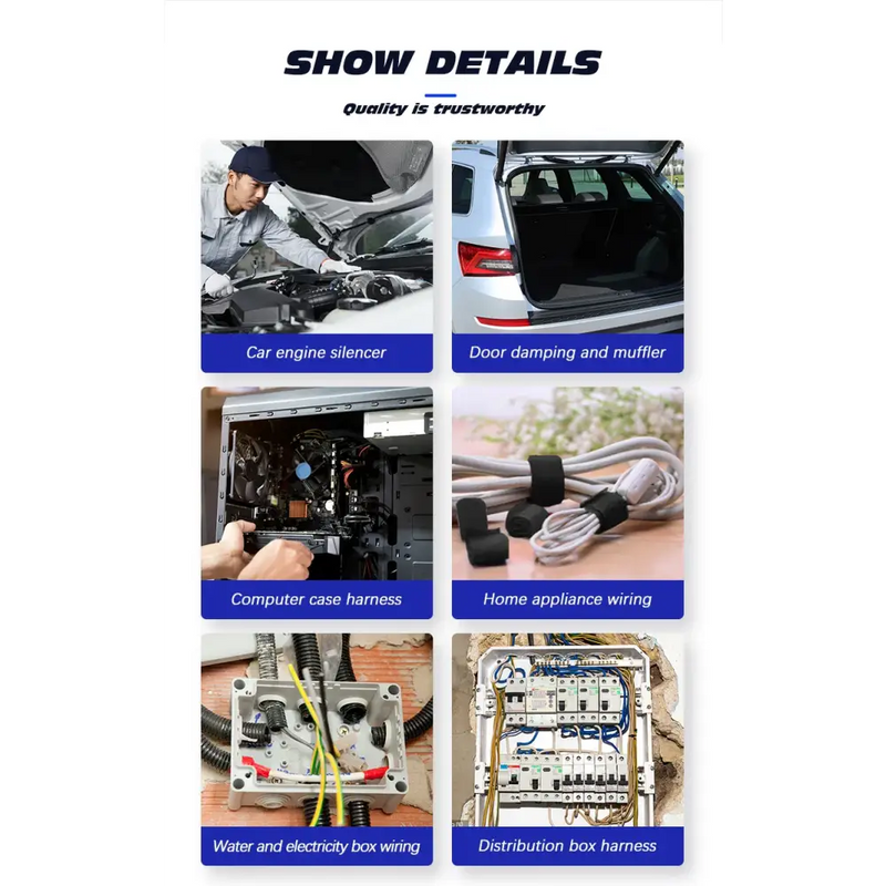 Collage of automotive and electrical repair services highlighting electrical tape for metalworking applications