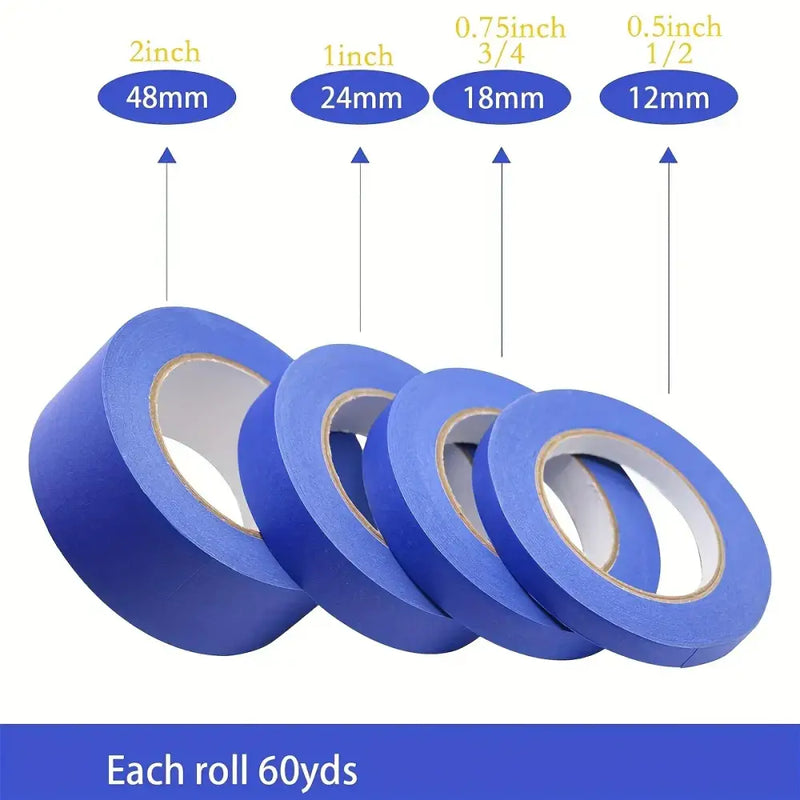 Blue Painters Tape 1/2 inch,3/4 inch,1 inch,2 inch 60yds Multi Size Painting