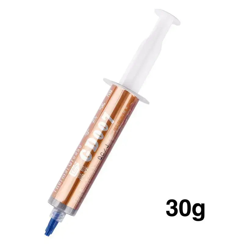 Syringe of copper-colored thermal paste labeled 30g for NoEnName Null Silicone Sealant DIY projects mainland China