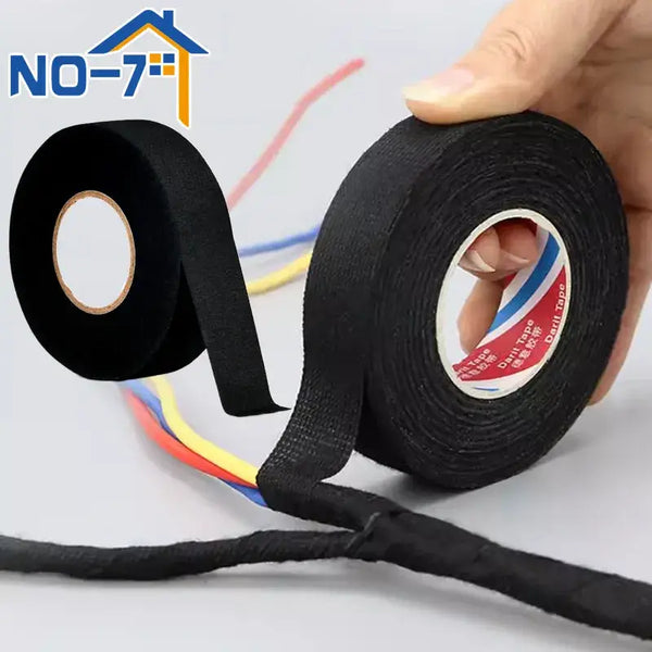 Black electrical tape being unrolled, ideal for insulation and voltage protection