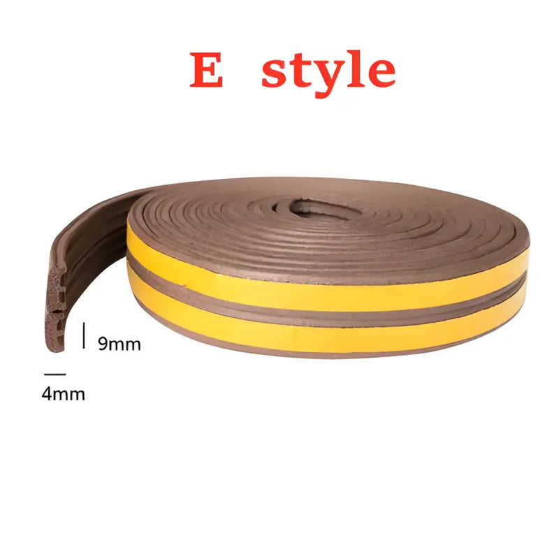 Brown foam rubber weatherstrip tape with yellow stripes for effective window sealing strips