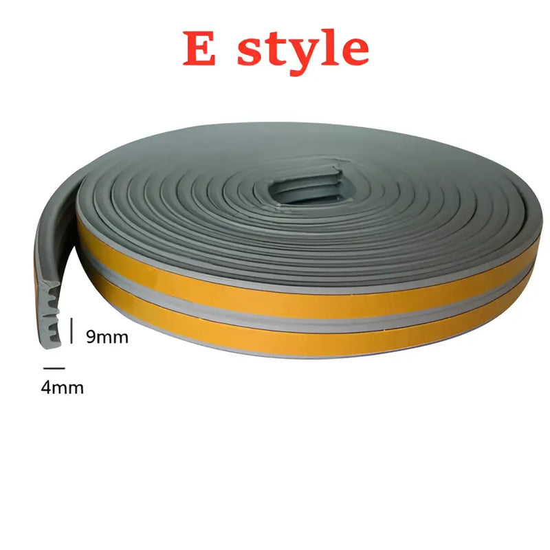 Gray rubber weatherstripping tape with yellow stripe for effective window sealing strips