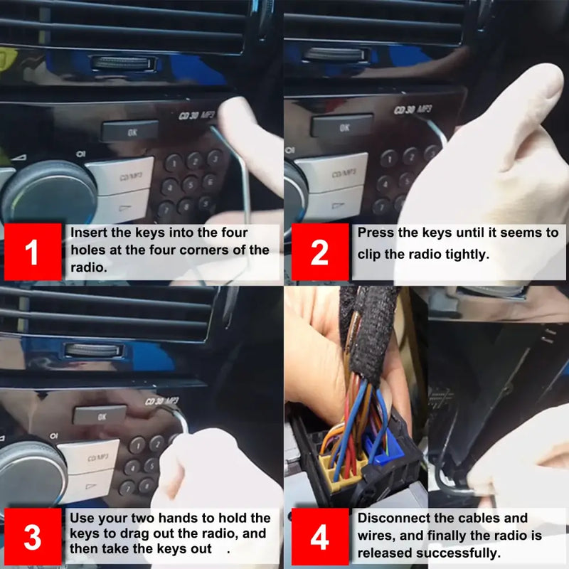 Car radio removal instructions with four steps for NoEnName Null Origin Mainland China Semi