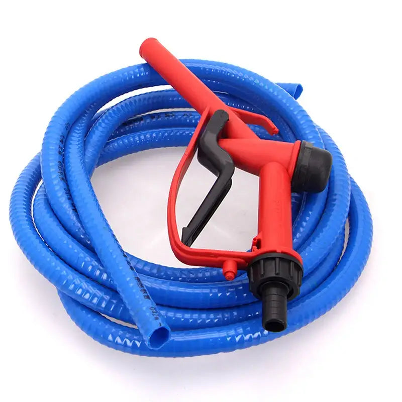 Blue garden hose with red spray nozzle for NoEnName Null Item Grease Guns from Mainland China