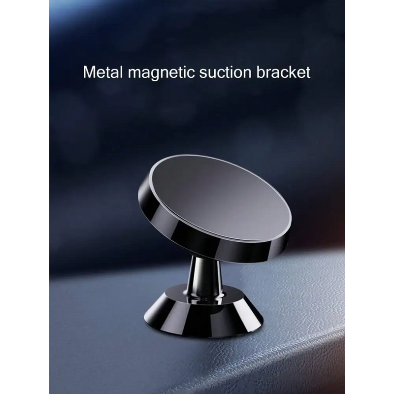 Metallic circular magnetic suction phone mount for car navigation with 360-degree rotation