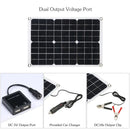 Solar panel module with dual output voltage port and accessories for efficient energy use