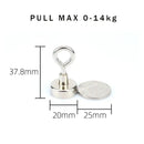 Magnetic hook showing dimensions of NoEnName Null Neodymium Industrial Magnet
