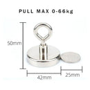 Metallic magnetic hook with eyelet, showcasing Neodymium Industrial Magnet features