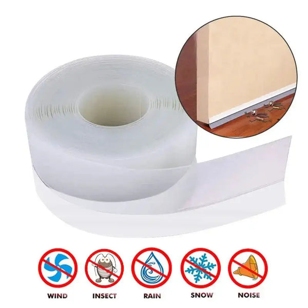 Transparent weatherstripping tape for sealing gaps, featuring NoEnName Null Origin Acrylic Rubber Seal