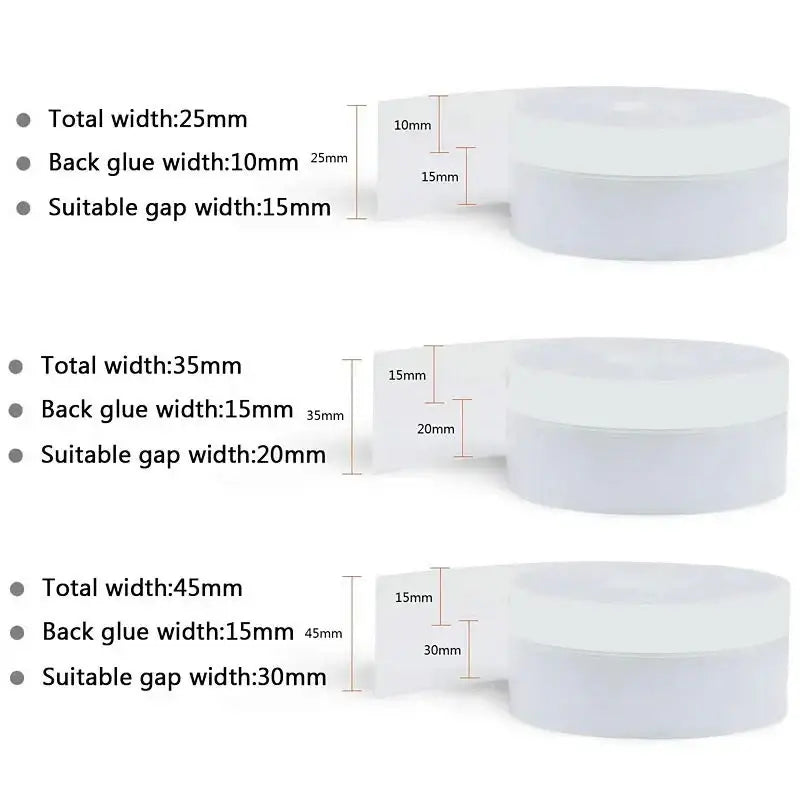 Rolls of white adhesive tape in three widths for NoEnName Null Origin Acrylic Rubber Seal