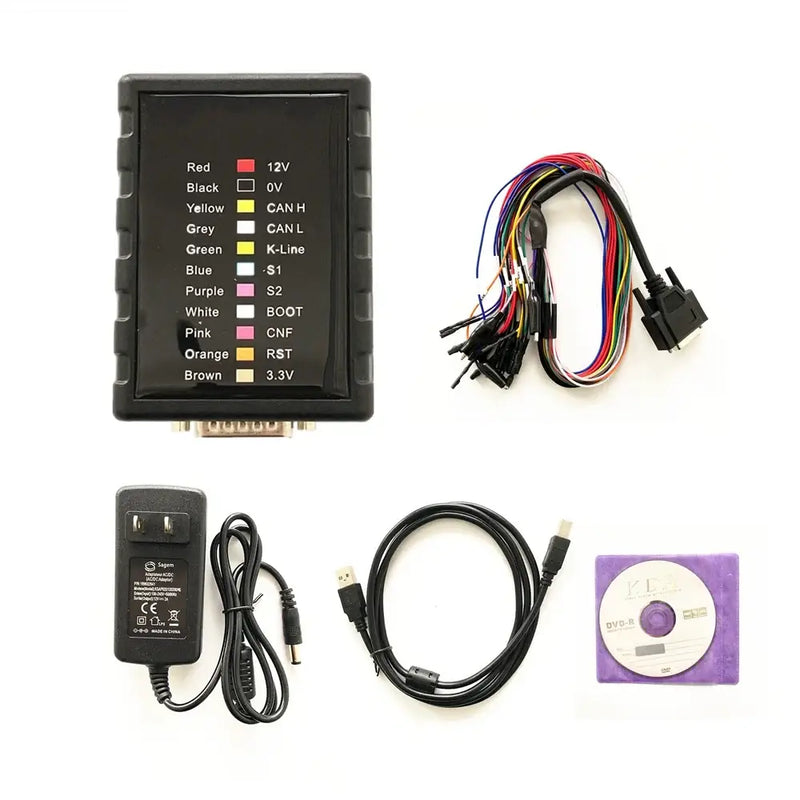 Logic analyzer with color-coded pins and cables, part of NoEnName Null Origin from Mainland China