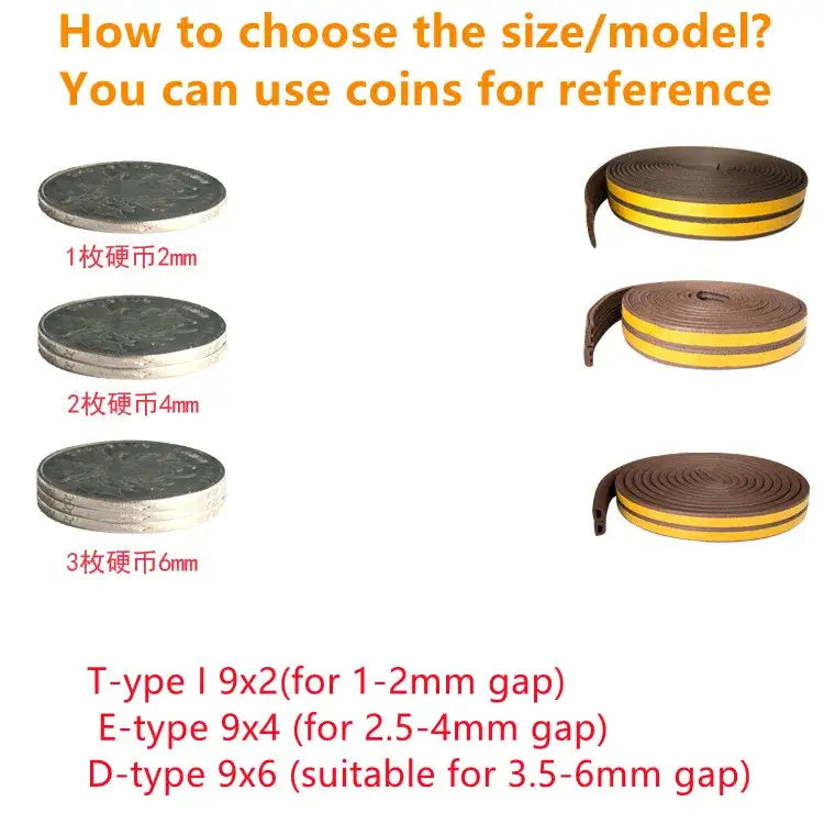 Weatherstripping tape in various thicknesses alongside coins for NoEnName_Null Window Sealing Strips