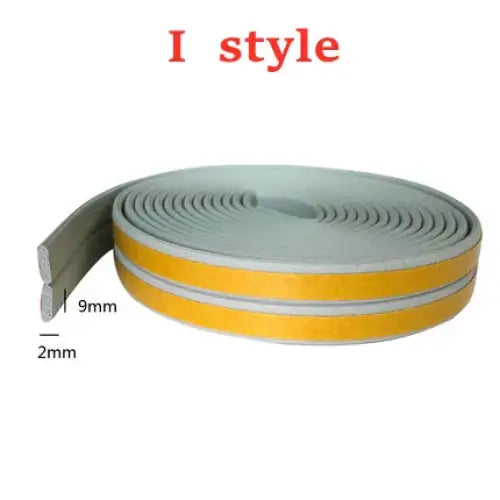 Coiled foam rubber weather stripping in yellow and gray for effective window sealing strips