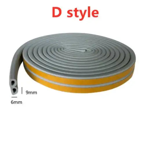 Gray foam rubber weatherstripping tape with yellow adhesive for window sealing strips