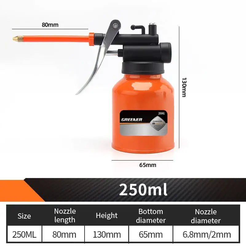 Orange oil can with pump-action nozzle for NoEnName Null Origin grease guns from Mainland China