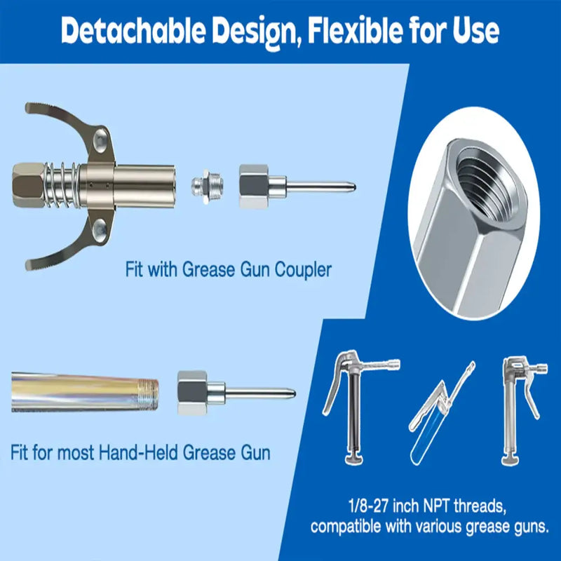 Detachable grease gun coupler featuring flexible design for NoEnName Null Origin grease guns