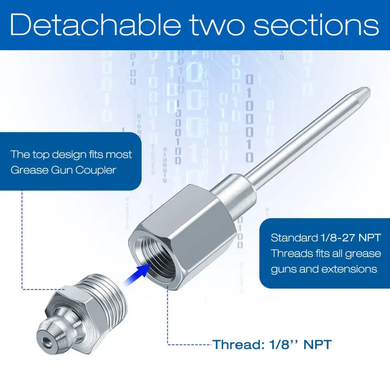 Detachable two-section grease gun coupler with standard threading from NoEnName Null Origin