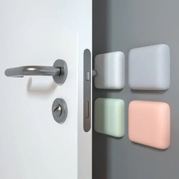 Colorful square panels beside NoEnName Null Origin door handle and lock mechanism