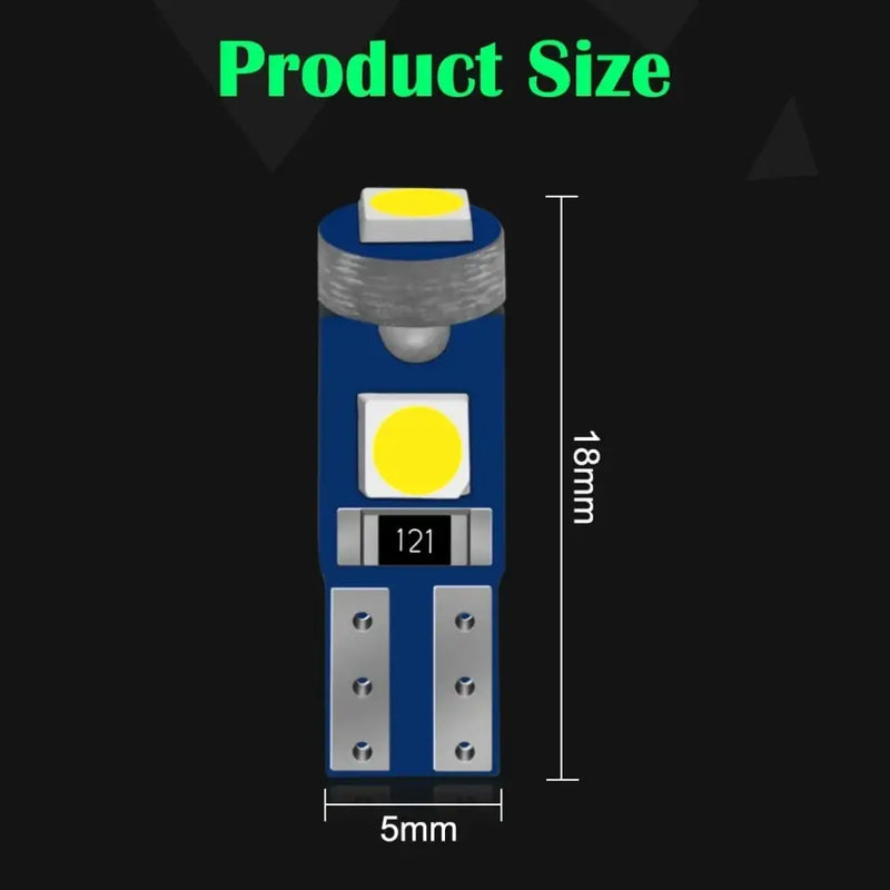 LED bulb W3W for automotive safety with blue base and yellow light, Null Origin Dashboard