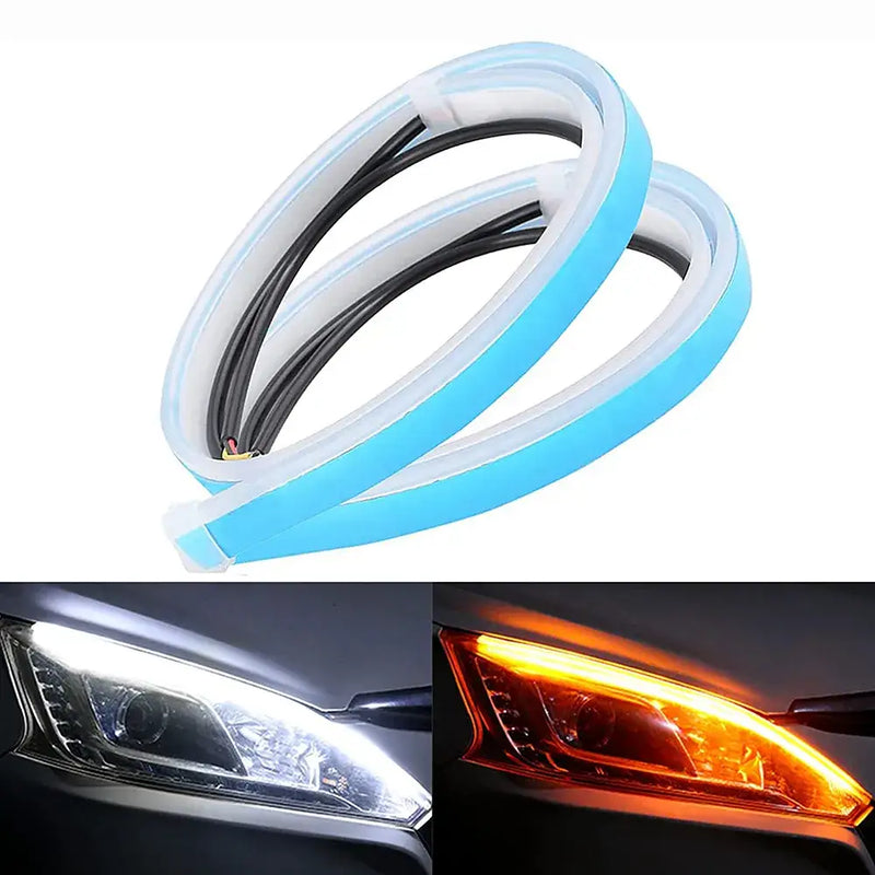 2pcs 12V LED DRL Car Daytime Running Light Flexible Waterproof Strip Auto