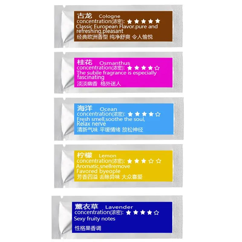 Set of five NoEnName Null Origin fragrance samples with star ratings for air freshener