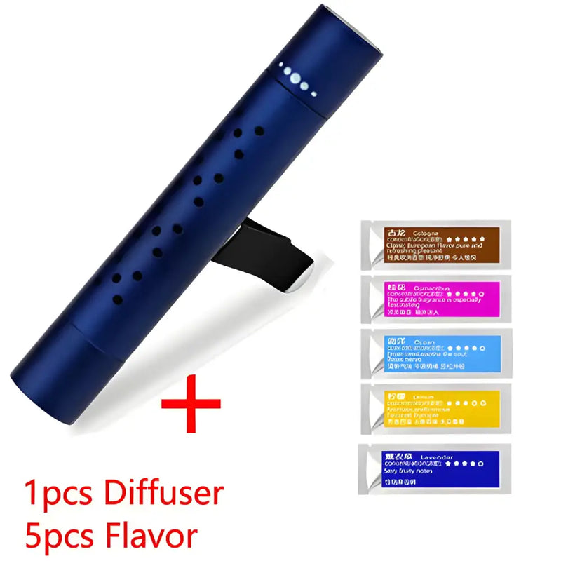 Blue electronic cigarette and flavor cartridges with NoEnName Null Origin air freshener