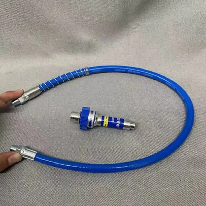 Blue flexible air hose with metal connectors for NoEnName Null Origin Type Grease Gun