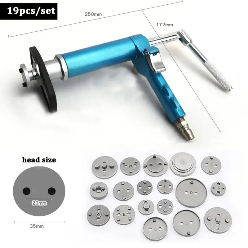 Pneumatic air-powered brake caliper piston compressor tool by NoEnName Null Origin, steel set piece from Mainland China