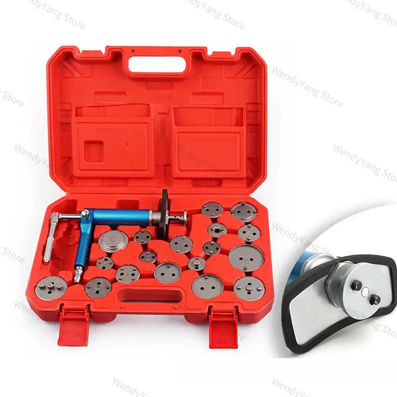 Red toolbox with brake caliper piston rewind tools, NoEnName Null Origin Steel Set Piece