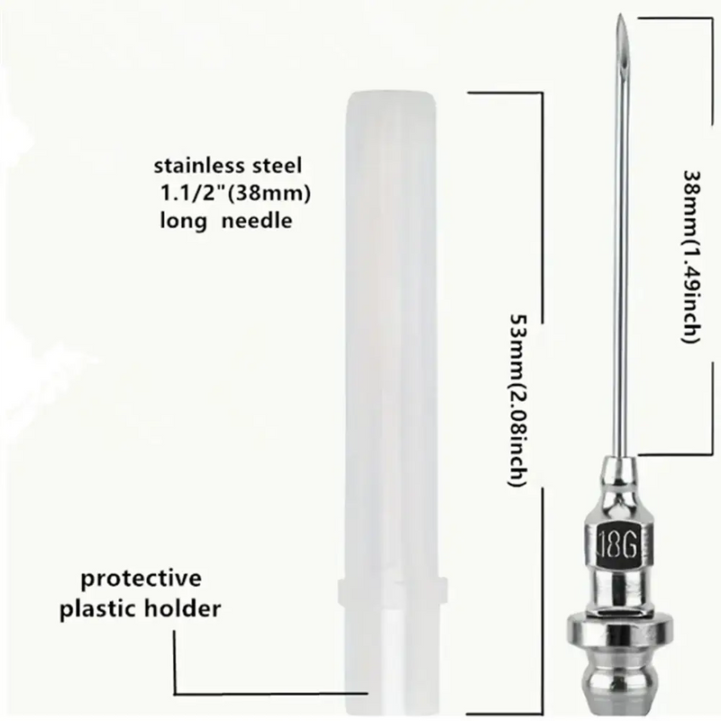 Stainless steel hypodermic needle with holder for NoEnName Null grease guns model