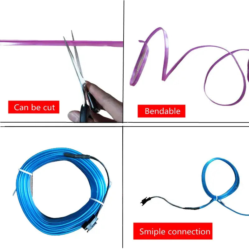 Collage of cables for NoEnName Null Soft Glue Atmosphere Lamp and car neon light