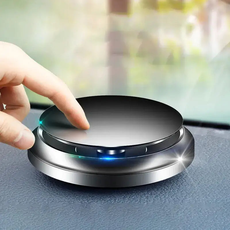 Sleek compact solid car air freshener with blue LED lights and touch controls