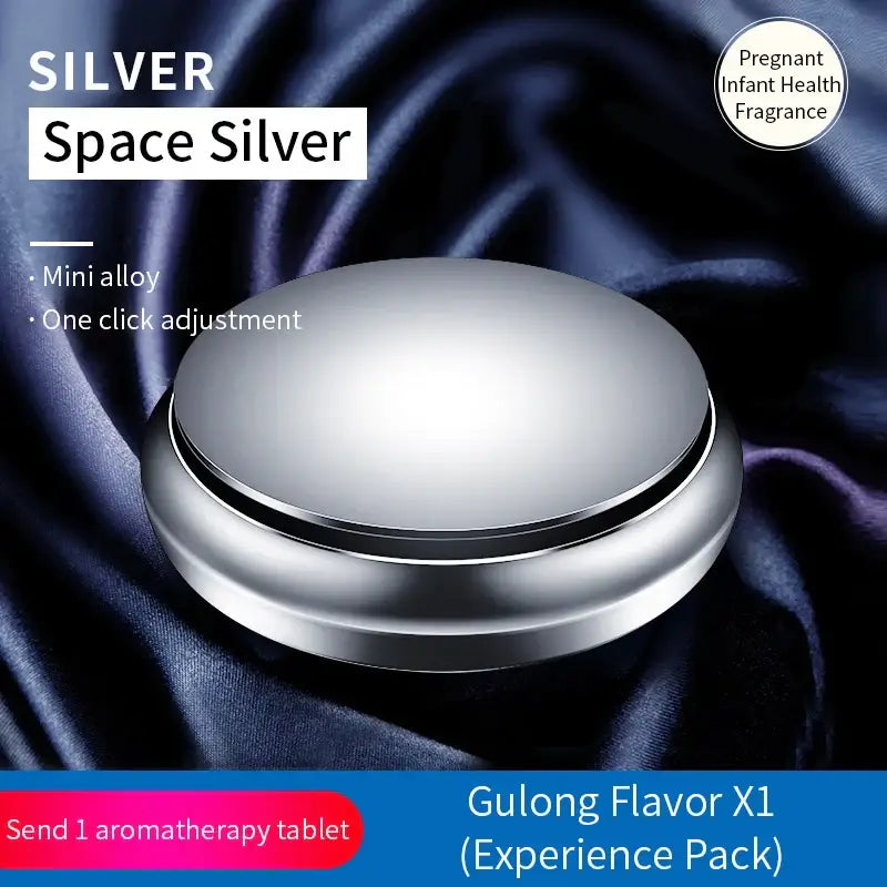 Sleek round silver NoEnName_Null Compact Solid Car Air Freshener for long-lasting freshness