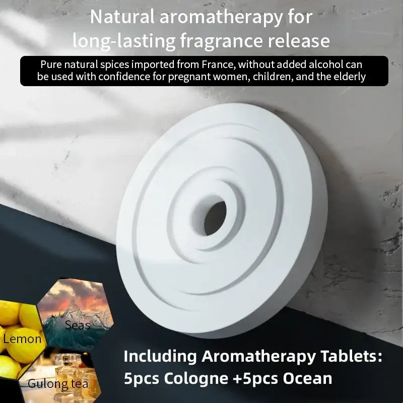 White circular disk-shaped object, an aromatherapy diffuser in NoEnName_Null Compact Solid Car Air Freshener