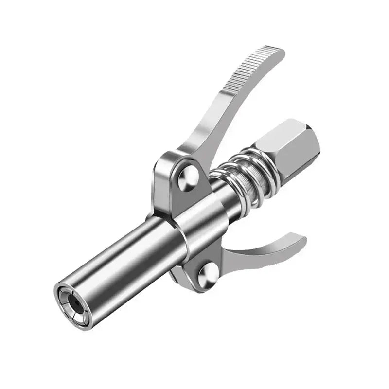 Metallic grease gun nozzle with spring-loaded lever for NoEnName_Null Grease Gun Coupler