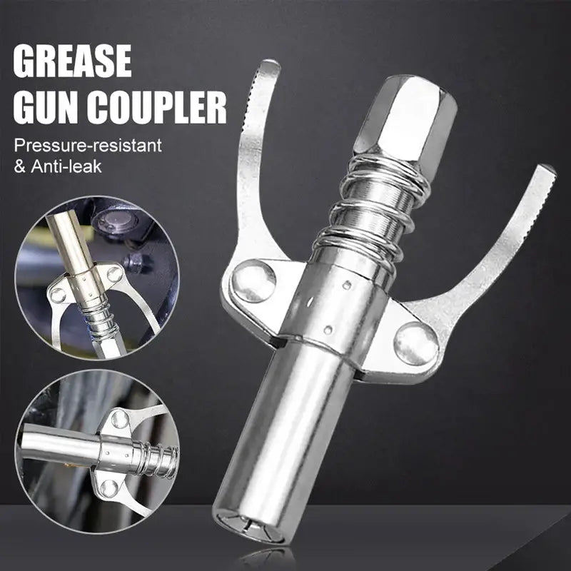 Metallic grease gun coupler featuring pressure-resistant and anti-leak design