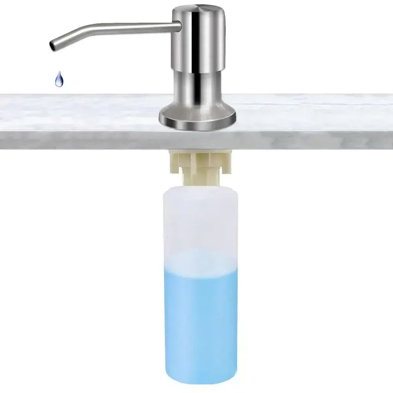 Stainless Steel Kitchen Sink Soap Dispenser with a Refillable Liquid Soap Bottle