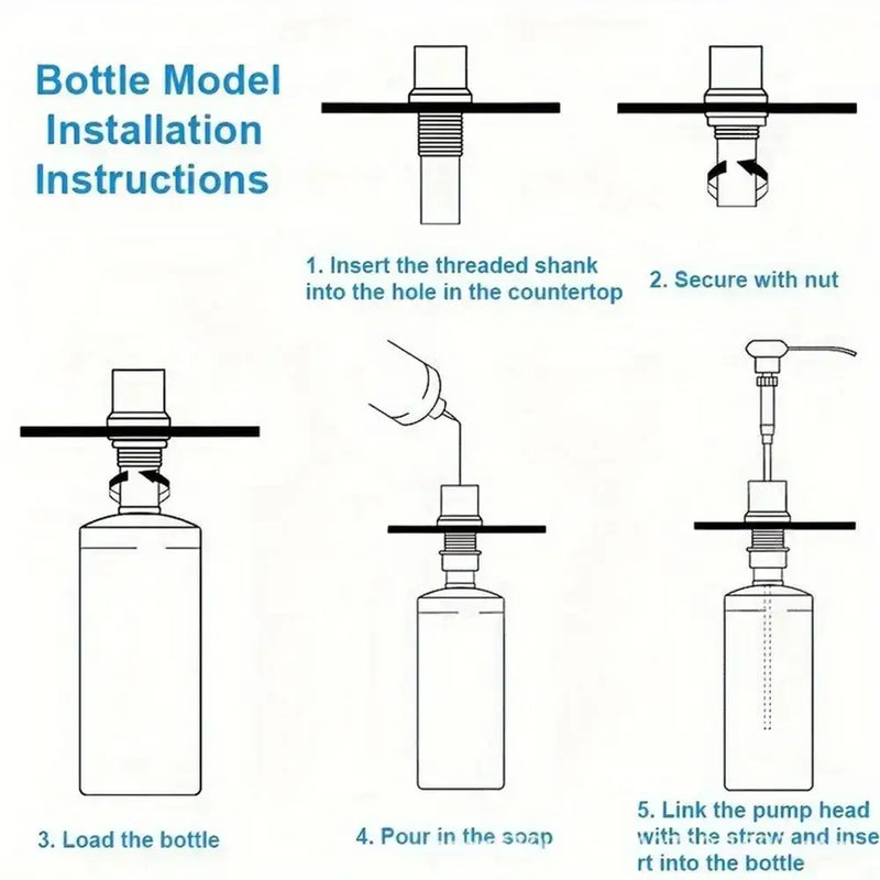 Soap dispenser bottle with installation instructions for NoEnName_Null Stainless Steel Kitchen Sink Soap Dispenser