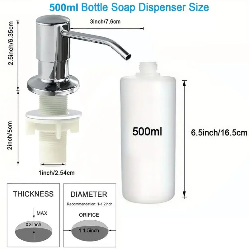 Soap dispenser with measurements for 500ml bottle in NoEnName_Null Stainless Steel Kitchen Sink Soap Dispenser