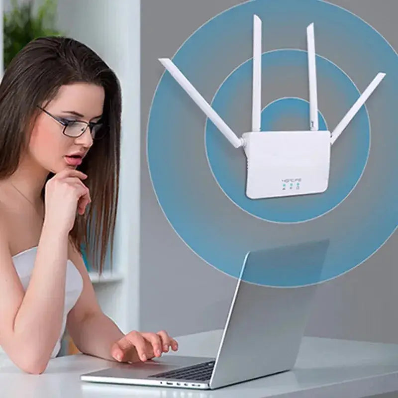 White wireless router with multiple antennas for reliable wireless connectivity and 150Mbps speeds