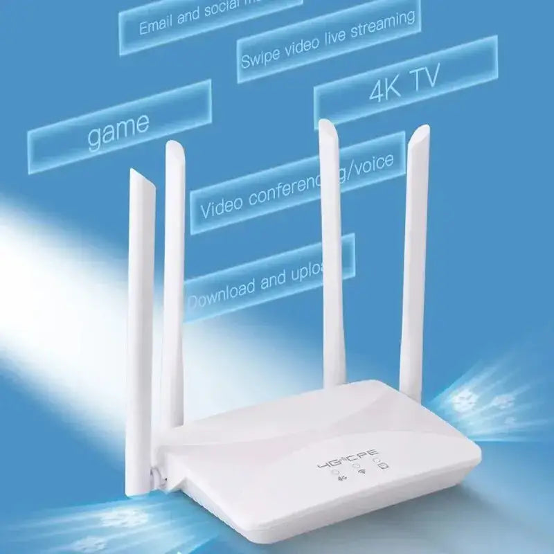 White NoEnName Null Standards Wi-Fi router with three antennas for reliable wireless connectivity