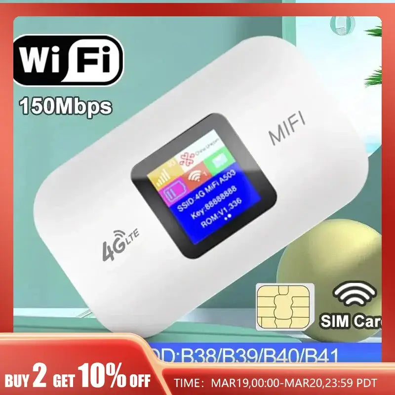 Portable 4G LTE WiFi hotspot device featuring a display screen for reliable connectivity