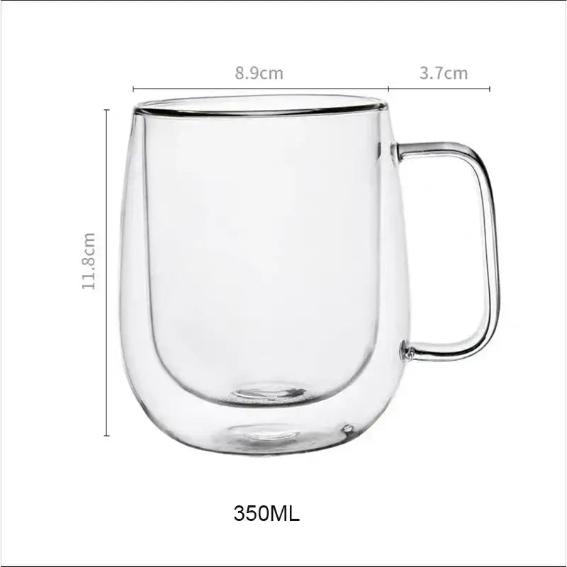 Transparent double wall glass cup with handle for hot beverages in NoEnName_Null set